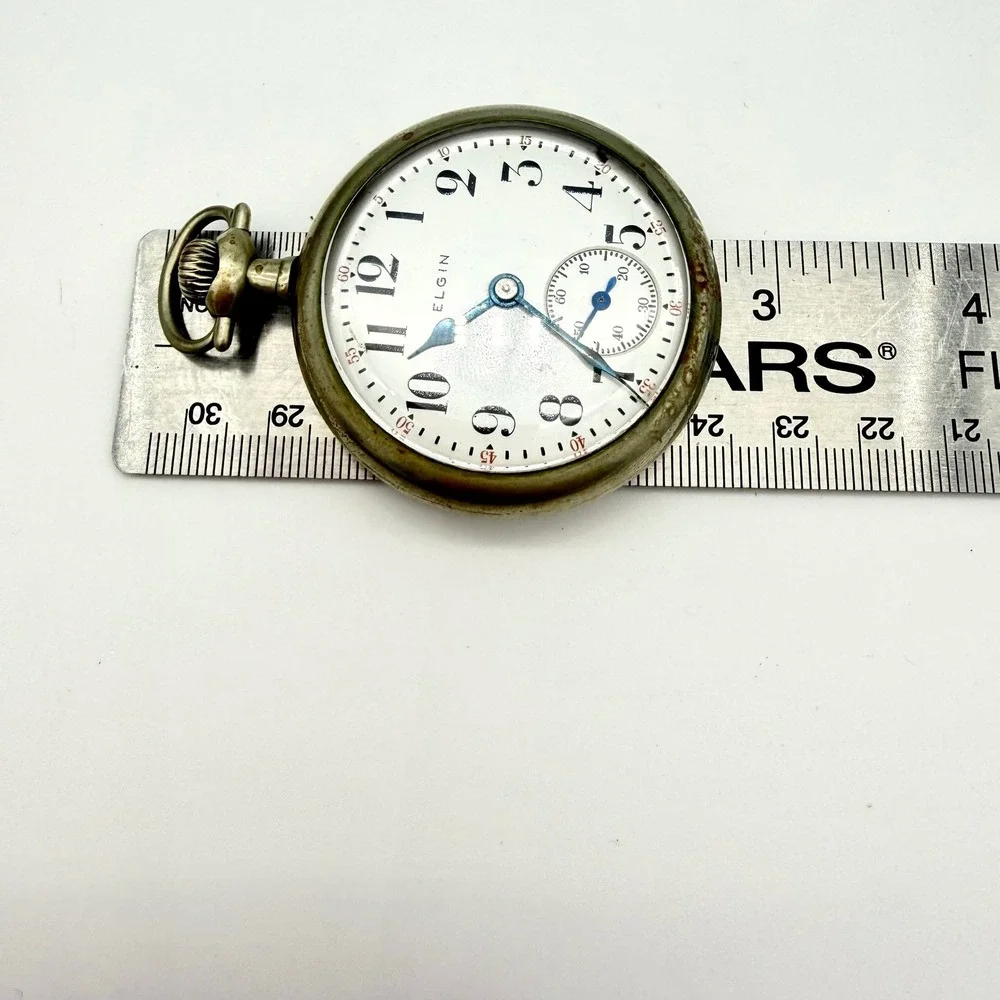 1927 Elgin Pocket Watch Size 16s Grade 480 7J Silverode Red Minute Track Running